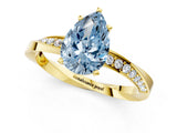 Yellow gold Fancy Blue Pear Cut Diamond Engagement Ring with Side Stone Accents and Four-Prong Setting_13