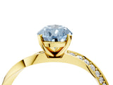 Yellow gold Fancy Blue Pear Cut Diamond Engagement Ring with Side Stone Accents and Four-Prong Setting_16