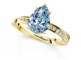 Yellow gold Fancy Blue Pear Cut Diamond Engagement Ring with Side Stone Accents and Four-Prong Setting_61