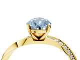 Yellow gold Fancy Blue Pear Cut Diamond Engagement Ring with Side Stone Accents and Four-Prong Setting_64