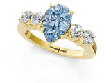 Yellow gold Fancy Blue Pear  Cut Diamond Five-Stone Prong Set White Gold Ring_33