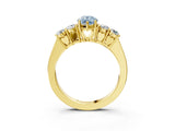Yellow gold Fancy Blue Pear  Cut Diamond Five-Stone Prong Set White Gold Ring_35