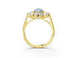 Yellow gold Fancy Blue Pear Cut Diamond Floral Double Halo Engagement Ring with Prong Setting_27