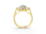 Yellow gold Fancy Blue Pear Cut Diamond Floral Double Halo Engagement Ring with Prong Setting_63