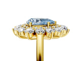 Yellow gold Fancy Blue Pear Cut Diamond Floral Double Halo Engagement Ring with Prong Setting_65