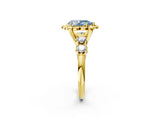 Yellow gold Fancy Blue Pear  Cut Diamond Floral Halo Engagement Ring with Shared Prong Setting 3