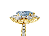 Yellow gold Fancy Blue Pear  Cut Diamond Floral Halo Pave Band with Prong Setting_41
