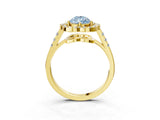 Yellow gold Fancy Blue Pear Cut Diamond Floral Halo Split Shank Prong Setting Ring_3