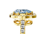 Yellow gold Fancy Blue Pear Cut Diamond Floral Halo Split Shank Prong Setting Ring_5