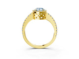 Yellow gold Fancy Blue Pear Cut Diamond Halo Engagement Ring with Pavé Band and Prong Setting_30