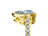 Yellow gold Fancy Blue Pear Cut Diamond Halo Engagement Ring with Pavé Band and Prong Setting_32