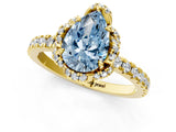 Yellow gold Fancy Blue Pear Cut Diamond Halo Pave Band with Four-Prong Setting_4