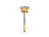 Yellow gold Fancy Blue Pear Cut Diamond Halo Pave Band with Four-Prong Setting_5