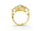 Yellow gold Fancy Blue Pear Cut Diamond Halo Ring with Pavé Band and Four-Prong Setting_52
