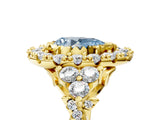 Yellow gold Fancy Blue Pear Cut Diamond Halo Ring with Pavé Band and Four-Prong Setting_54