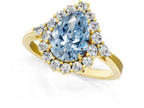 Yellow gold Fancy Blue Pear Cut Diamond Halo Ring with Pear Side Stones and Prong Setting_64