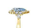 Yellow gold Fancy Blue Pear Cut Diamond Halo Ring with Pear Side Stones and Prong Setting_68