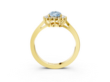 Yellow gold Fancy Blue Pear  Cut Diamond Halo Ring with Round Brilliant Halo and Solitaire Band_88