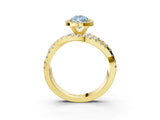 Yellow gold Fancy Blue Pear Cut Diamond Halo Ring with Round Split Shank and Prong Setting_39