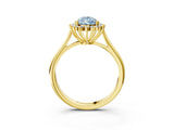 Yellow gold Fancy Blue Pear  Cut Diamond Halo Ring with Solitaire Band and Prong Setting_56