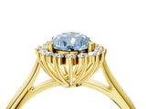 Yellow gold Fancy Blue Pear  Cut Diamond Halo Ring with Solitaire Band and Prong Setting_57