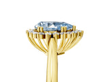 Yellow gold Fancy Blue Pear  Cut Diamond Halo Ring with Solitaire Band and Prong Setting_58