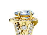 Yellow gold Fancy Blue Pear Cut Diamond Halo Ring with Split Shank and Bezel Accents and Four-Prong Setting_5