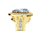 Yellow gold Fancy Blue Pear Cut Diamond Halo Ring with Split Shank and Bezel Accents and Prong Setting_5