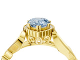 Yellow gold Fancy Blue Pear Cut Diamond Halo Ring with Vintage Split Shank and Four-Prong Setting_41