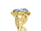 Yellow gold Fancy Blue Pear Cut Diamond Halo Ring with Vintage Split Shank and Four-Prong Setting_42