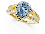 Yellow gold Fancy Blue Pear Cut Diamond Halo Split Shank Engagement Ring_40