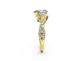 Yellow gold Fancy Blue Pear Cut Diamond  Halo Twist Band Solitaire Prong Setting Ring_38