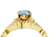 Yellow gold Fancy Blue Pear Cut Diamond  Halo Twist Band Solitaire Prong Setting Ring_40