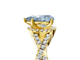 Yellow gold Fancy Blue Pear Cut Diamond  Halo Twist Band Solitaire Prong Setting Ring_41