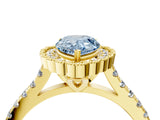 Yellow gold Fancy Blue Pear  Cut Diamond Milgrain Floral Halo Engagement Ring with Pavé Band_19