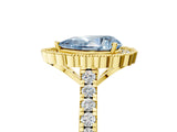 Yellow gold Fancy Blue Pear  Cut Diamond Milgrain Floral Halo Engagement Ring with Pavé Band_20