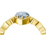 Yellow gold Fancy Blue Pear  Cut Diamond Milgrain Marquise Band with Prong Setting_7