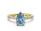 Yellow gold Fancy Blue Pear  Cut Diamond Pavé Band Ring with Four-Prong Setting_23