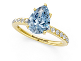 Yellow gold Fancy Blue Pear  Cut Diamond Pavé Band Ring with Four-Prong Setting_24