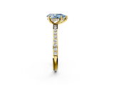 Yellow gold Fancy Blue Pear  Cut Diamond Pavé Band Ring with Four-Prong Setting_25