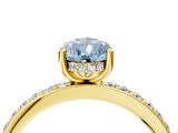 Yellow gold Fancy Blue Pear  Cut Diamond Pavé Band Ring with Four-Prong Setting_27