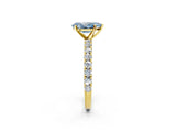 Yellow gold Fancy Blue Pear Cut Diamond Pavé Band Solitaire Ring with Prong Setting_66