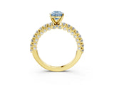Yellow gold Fancy Blue Pear Cut Diamond Pavé Band Solitaire Ring with Prong Setting_67