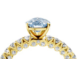 Yellow gold Fancy Blue Pear Cut Diamond Pavé Band Solitaire Ring with Prong Setting_68