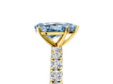 Yellow gold Fancy Blue Pear Cut Diamond Pavé Band Solitaire Ring with Prong Setting_69