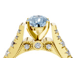 Yellow gold Fancy Blue Pear  Cut Diamond Pavé Band Solitaire with Four-Prong Setting_19