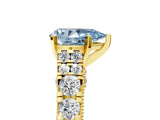 Yellow gold Fancy Blue Pear  Cut Diamond Pavé Band Solitaire with Four-Prong Setting_20