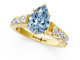 Yellow gold Fancy Blue Pear  Cut Diamond Pavé Band Solitaire with Four-Prong Setting_4