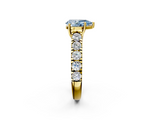 Yellow gold Fancy Blue Pear  Cut Diamond Pavé Band Solitaire with Four-Prong Setting_5