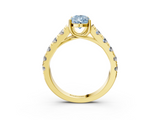 Yellow gold Fancy Blue Pear  Cut Diamond Pavé Band Solitaire with Four-Prong Setting_6